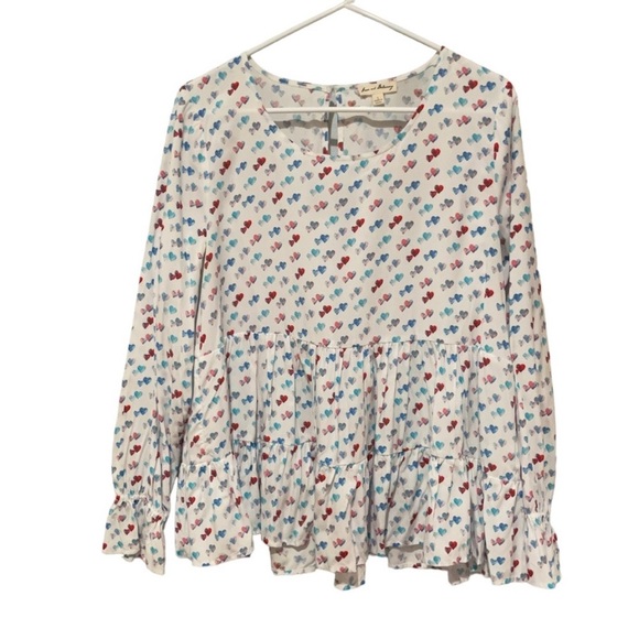 Jane and Delancey Valentine’s Day Long Sleeve Peplum Blouse Size Large - Picture 1 of 5